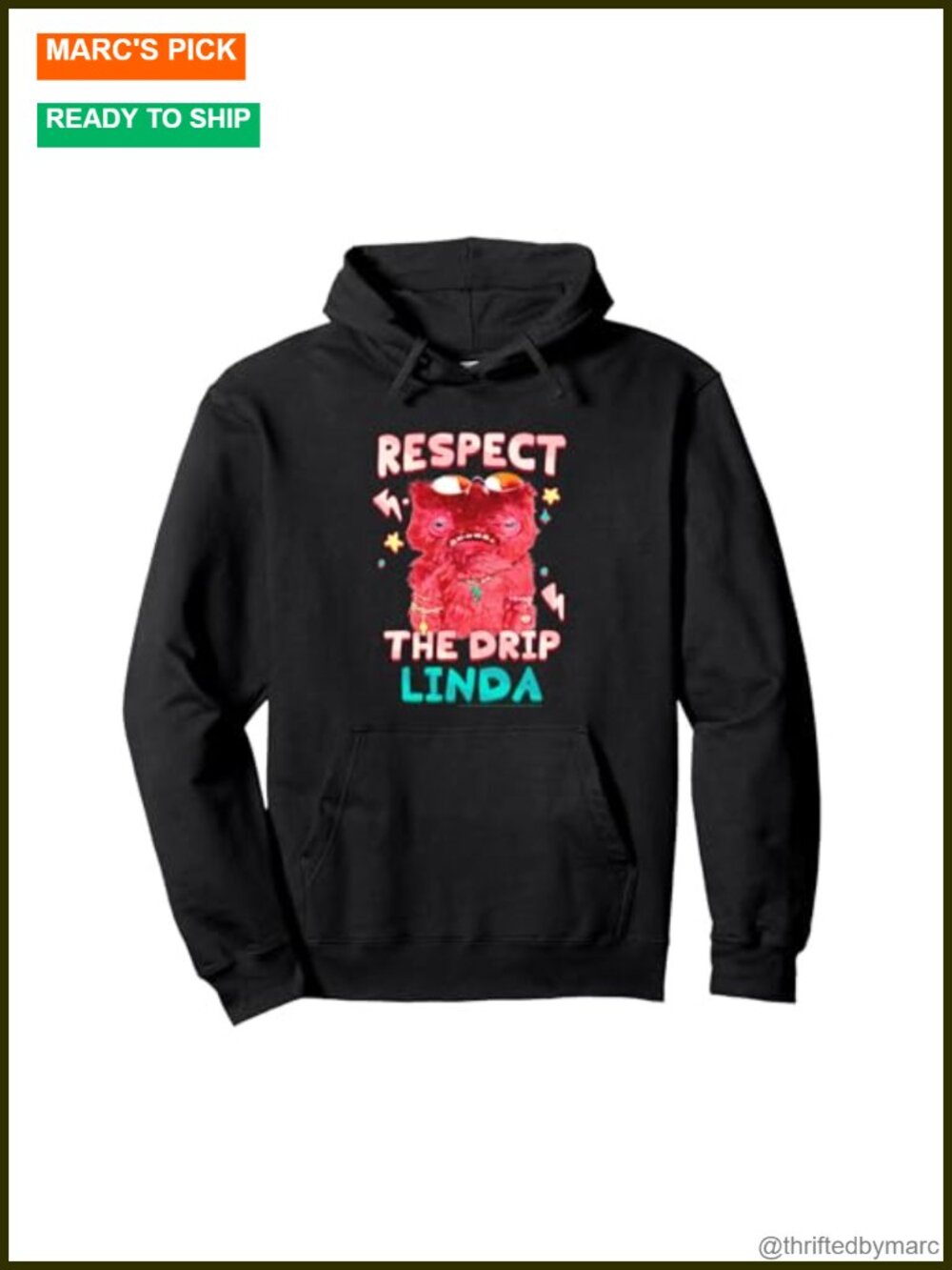 Fuggler Respect The Drip Linda Pullover Hoodie Adult Unisex Classic Fit